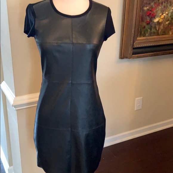 short sleeve leather dress